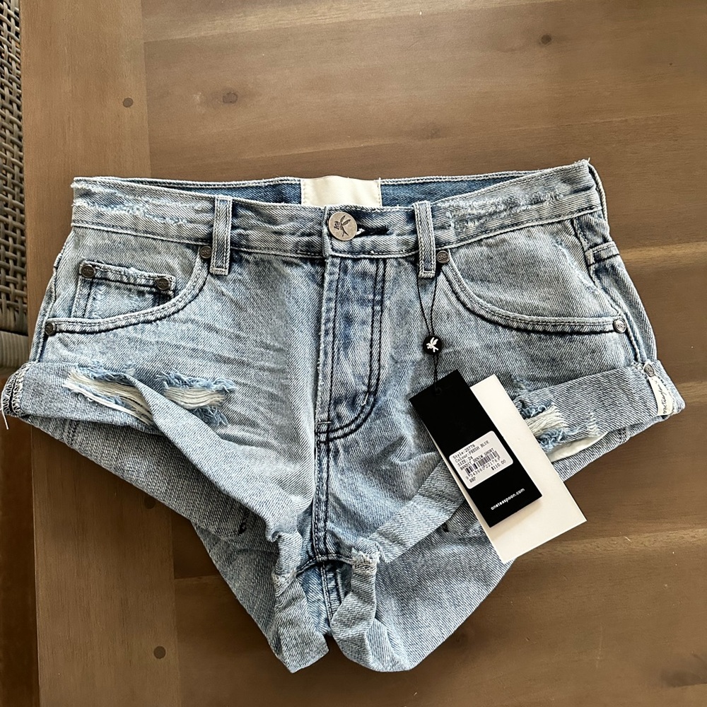 One Teaspoon fresh Blue Bandit Low Waist Denim Shorts NWT